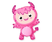 Foil balloon 24" FX - Little Monster (pink),  unpacked (flat)